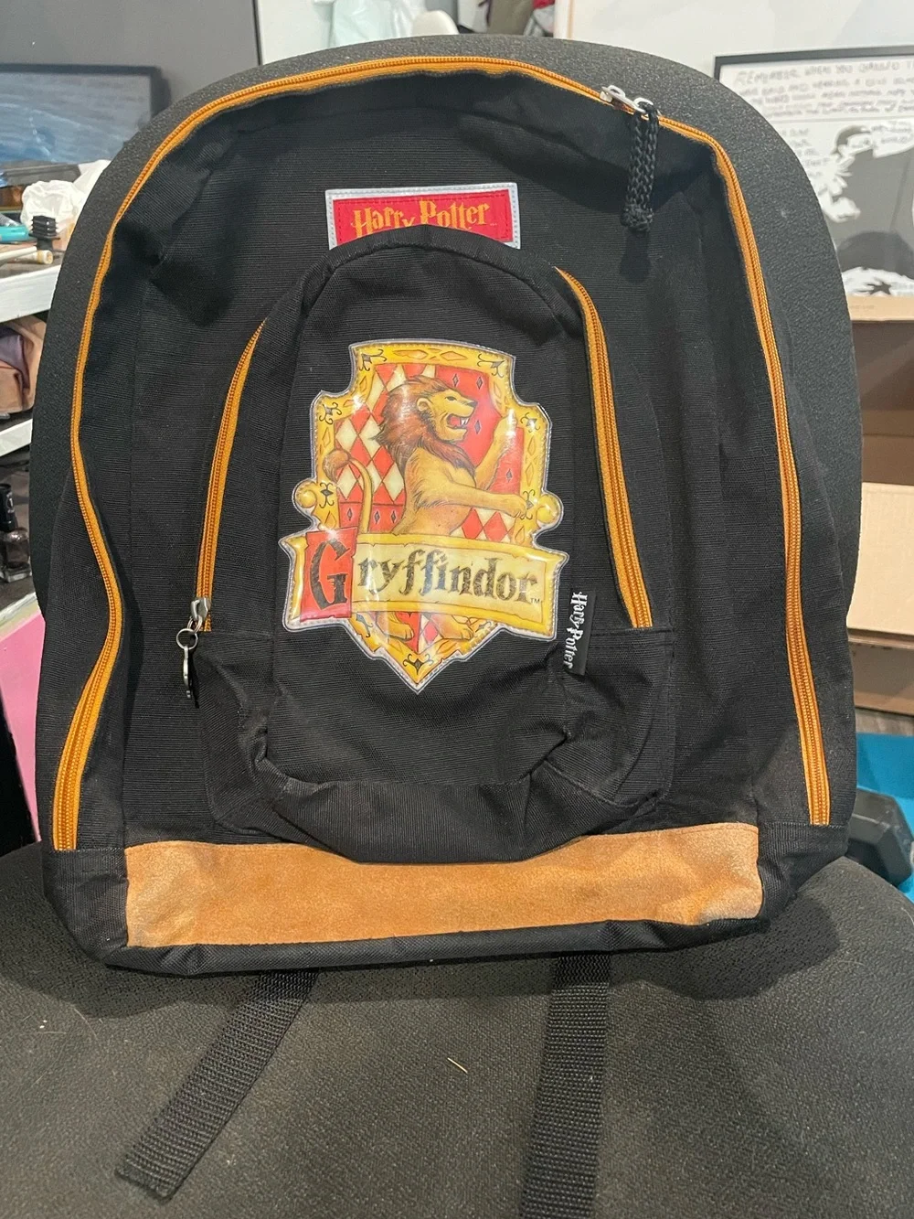 Black Harry Potter Gryffindor Backpack with Suede
